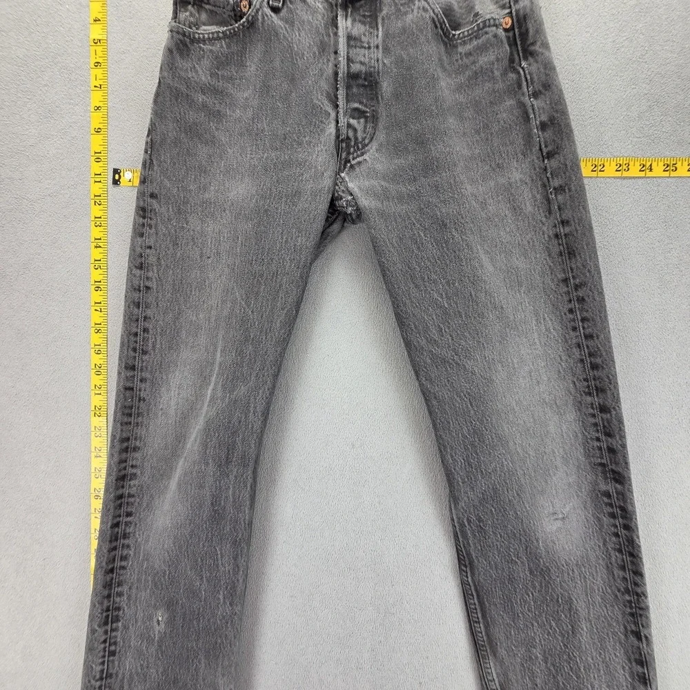 Vintage Levis 501‎ Jeans Mens Black Charcoal Wash Button Fly Made USA Fits 26x30
